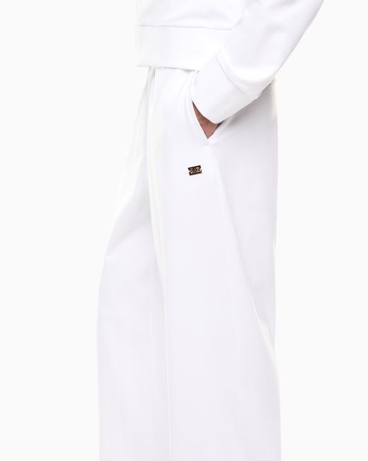 EA7 White Cotton Stretch Suit With Hood And Wide Pants Core Lady
