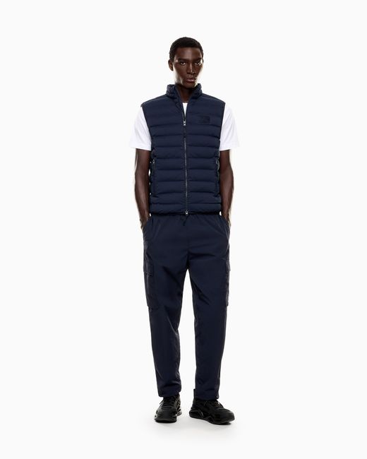 EA7 Blue Technical Fabric Padded Gilet for men
