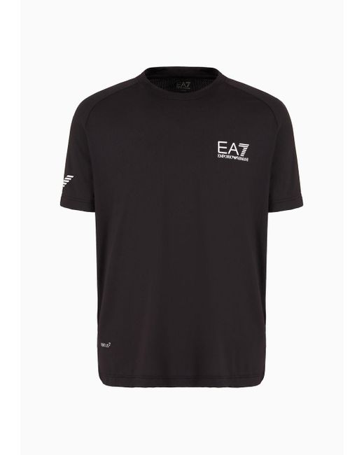 EA7 Black Tennis Pro T-shirt In Ventus7 Technical Fabric for men
