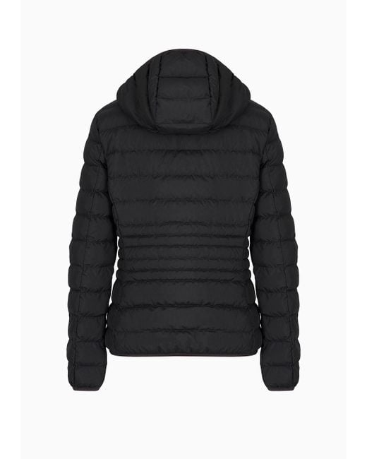 EA7 Black Core Lady Packable Hooded Puffer Jacket