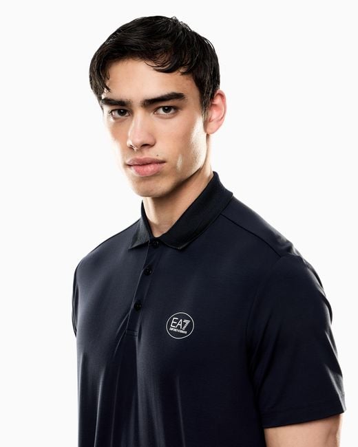 EA7 Tennis Club Jersey-Poloshirt Aus Viskose-Mischung in Blue für Herren