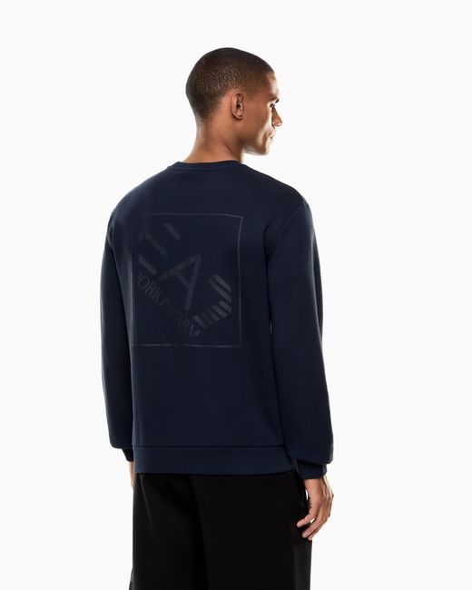 EA7 Blue Logo Series Cotton Crew-Neck Sweatshirt for men