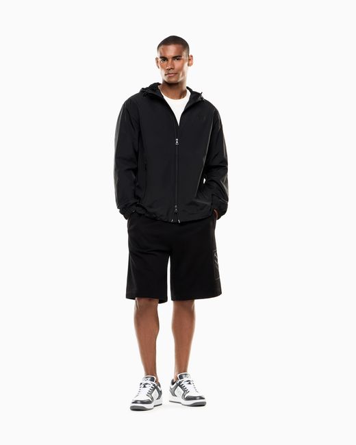EA7 Black Logo Series Nylon Hooded Jacket for men