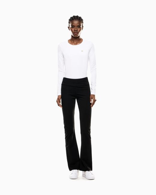 EA7 Black Stretch Leggings With High Waist And Bootcut Fit Core Lady