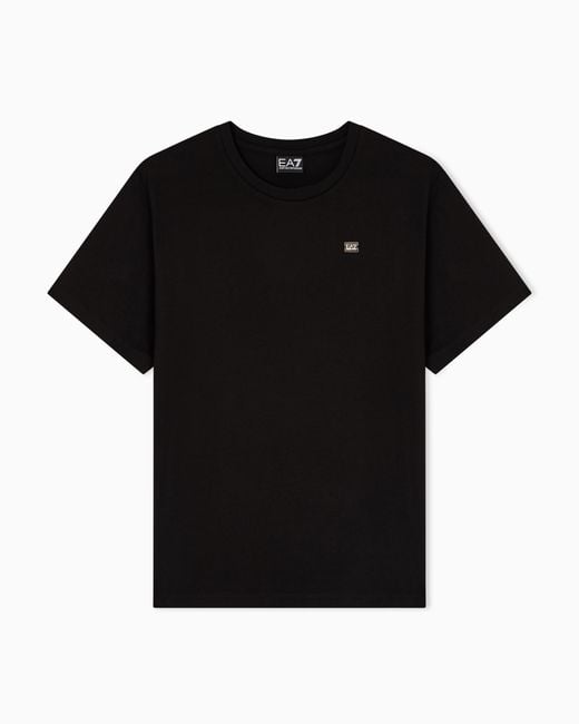 EA7 Black Kurzärmeliges Core Lady T-Shirt Aus Baumwollstretch-Jersey