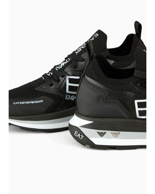 EA7 Black & White Altura Knit Sneaker