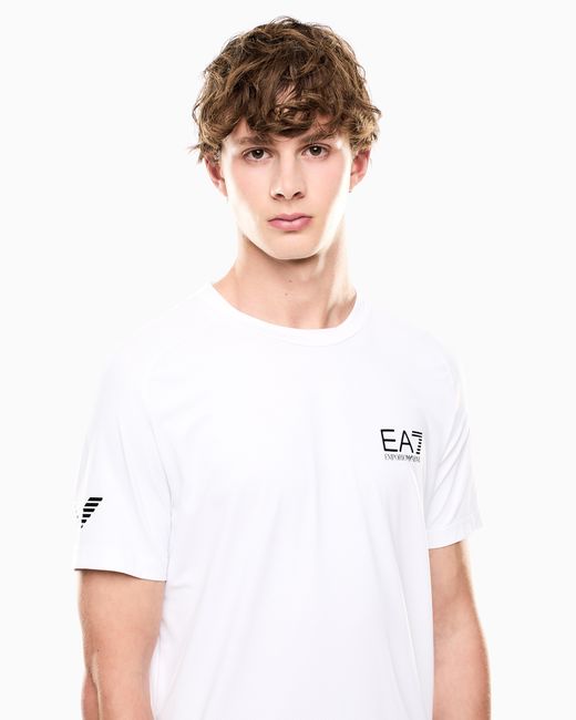 EA7 White Breathable Technical Fabric Ventus7 Shirt Tennis Pro for men