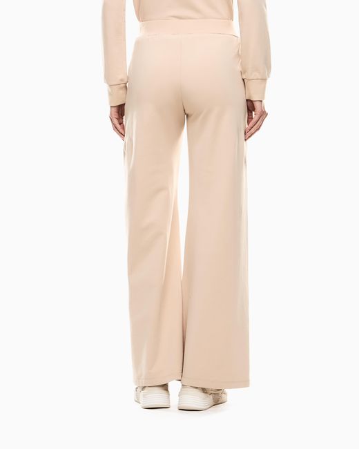 EA7 Natural Core Lady Stretch-Cotton Wide-Leg Trousers