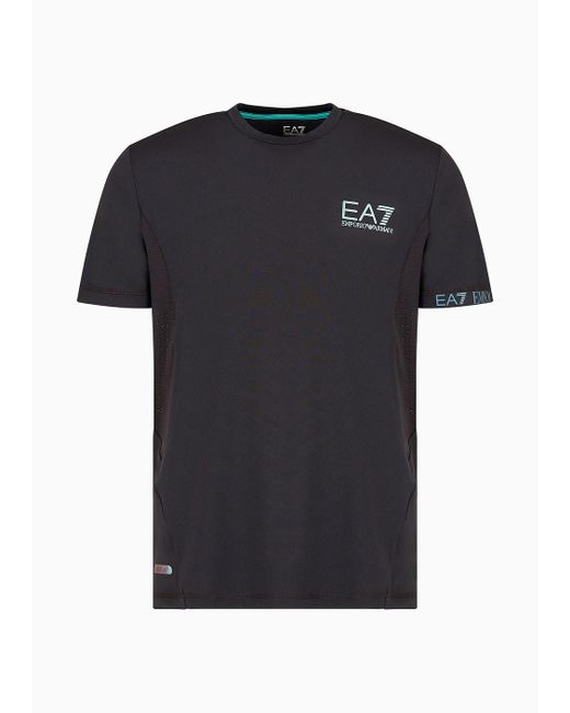 EA7 Black Dynamic Athlete T-shirt In Ventus7 Technical Fabric for men