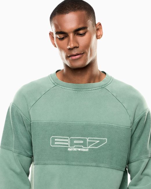 EA7 Green Pure Cotton Logo Series Sweatshirt for men