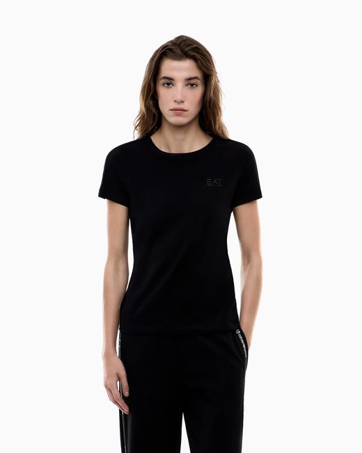 EA7 Black Logo Series Jersey T-Shirt With Logo Tape Detail