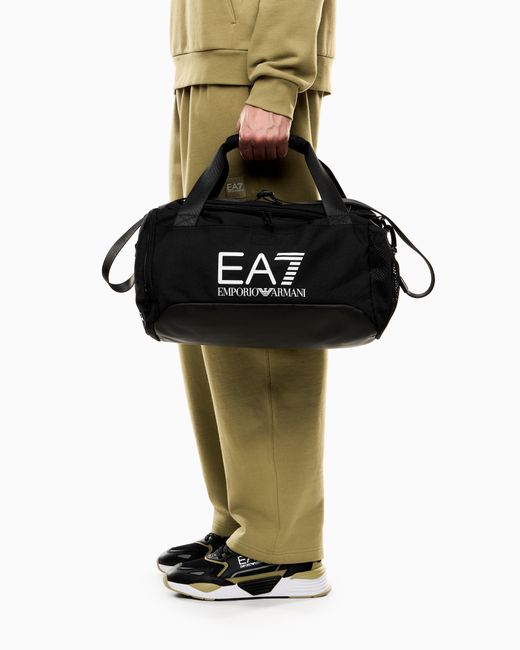 EA7 Black Train Core Small Gym Bag With Oversized Logo
