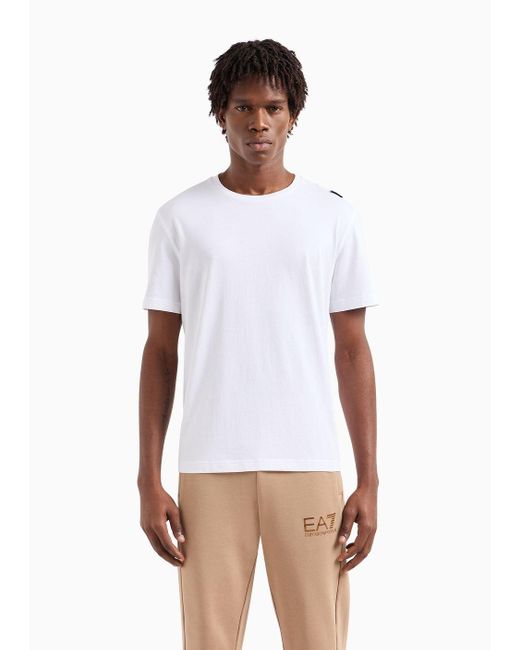 EA7 White Regular Fit T-shirts for men