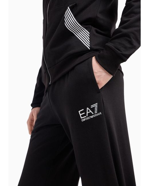 EA7 Black Asv 7 Lines Cotton-blend Tracksuit for men