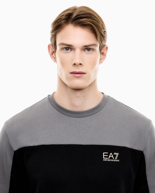 EA7 Black Jersey Sweatshirt Athletic Cotton Regular Fit for men