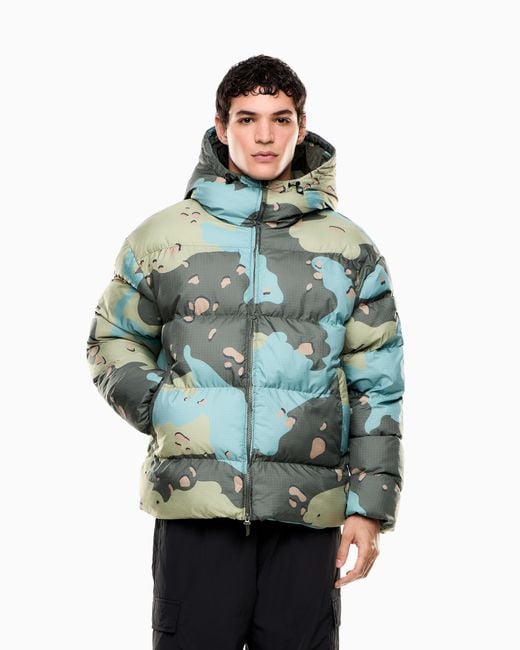 Giacca Imbottita Con Cappuccio di EA7 in Green da Uomo