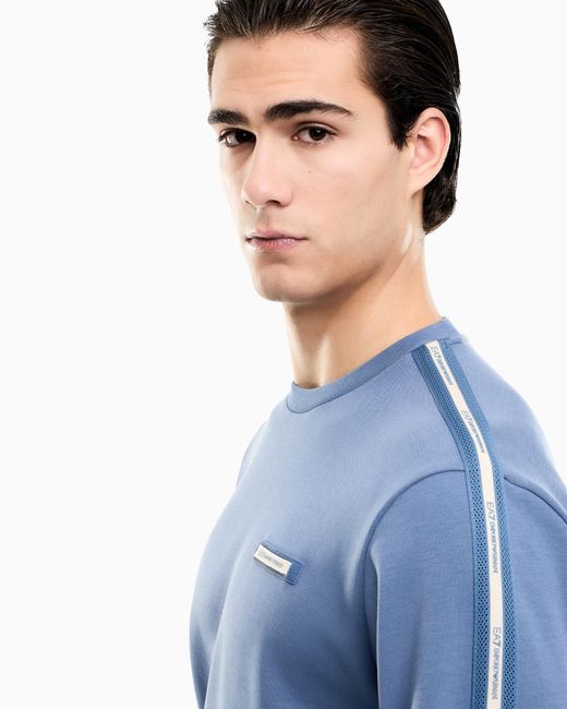 EA7 Blue Logo Series Cotton-Blend Interlock Sweatshirt for men