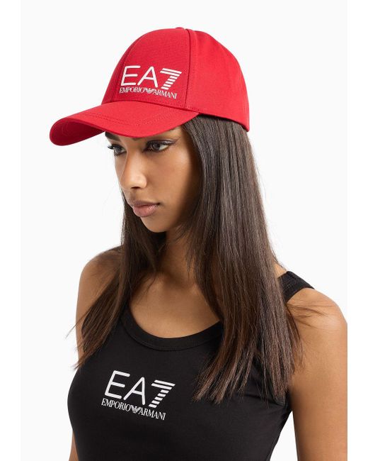 EA7 Red Cotton Baseball Cap