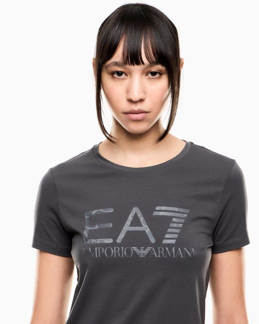 EA7 Gray Graphic Series Stretch-Jersey T-Shirt
