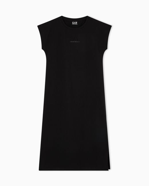 EA7 Black Logo Series Stretch Jersey Dress