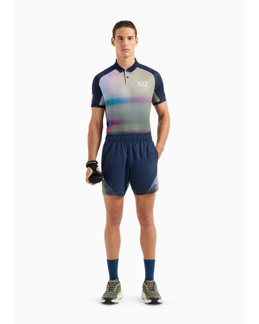 Emporio Armani Blue Tennis Pro Polo Shirt In Ventus7 Technical Fabric for men