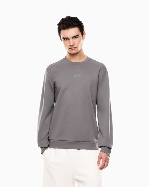 EA7 Gray Logo Series Cotton Crew-Neck Sweatshirt for men