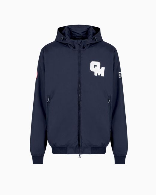 EA7 Blue Olimpia Milano Jacket With Hood And Zip for men
