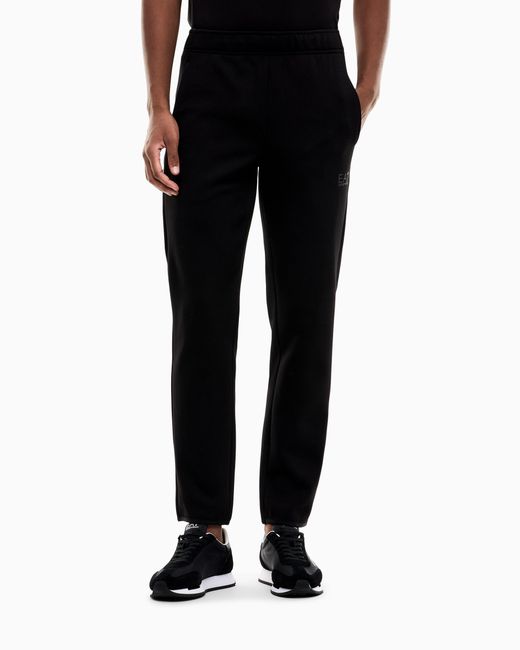 EA7 Black Slim-Fit Trousers Natural Ventus 7 Technical Cotton Jersey for men