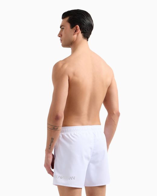 EA7 White Swim Shorts With A Drawstring Waist And Side Pockets for men