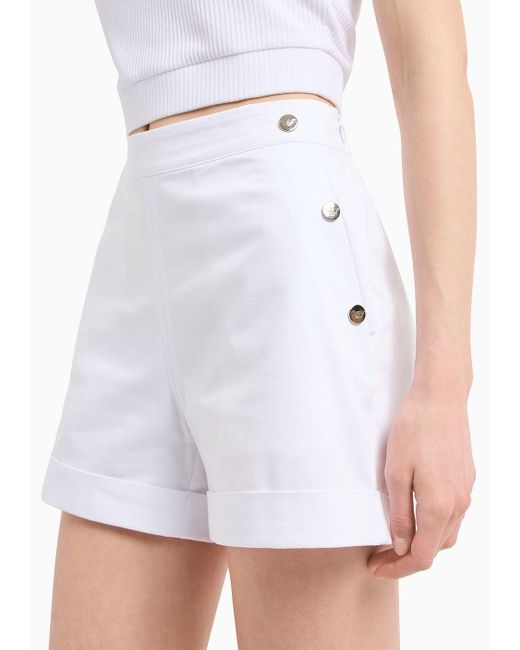 EA7 White Costa Smeralda Shorts Aus Baumwollstretch