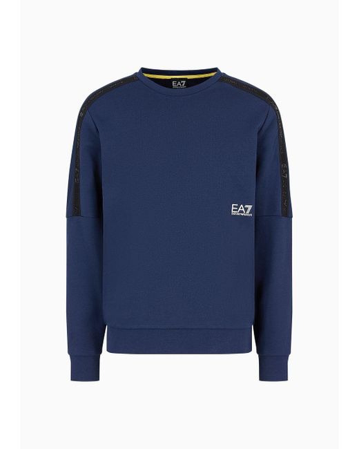 EA7 Logo Series Sweatshirt Mit Rundhalsausschnitt Aus Baumwolle in Blue für Herren