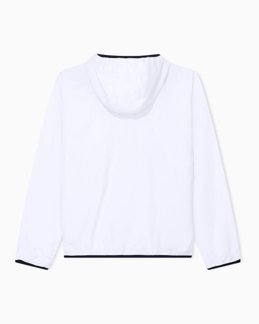 EA7 White Technical Hooded Bomber With Zip Closure Core Identity for men