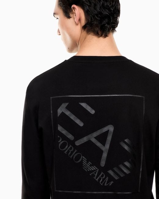 EA7 Black Logo Series Cotton Jersey Long-Sleeved T-Shirt for men