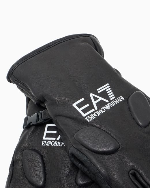 EA7 Black Insulated Gloves for men