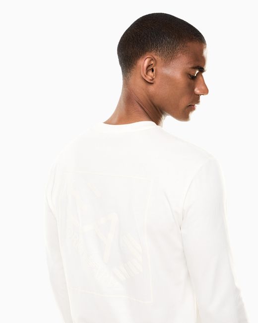 EA7 White Logo Series Cotton Jersey Long-Sleeved T-Shirt for men