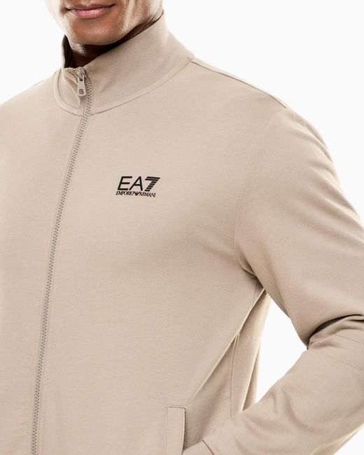 EA7 Natural Cotton Zip Up With A Stand-Up Collar And Logo Core Identity for men
