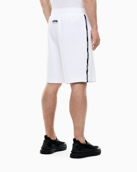 EA7 White Logo Series Cotton-Blend Interlock Bermuda Shorts for men