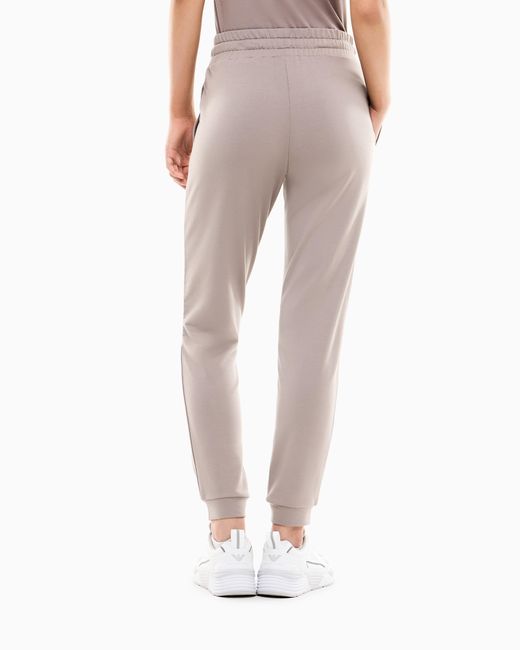 EA7 Gray Viscose Joggers With A Studded Logo And Drawstring Evolution
