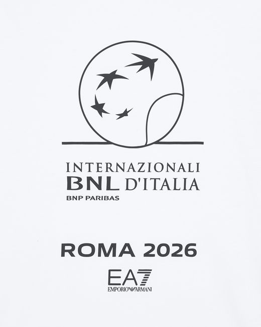 EA7 White Internazionali Bnl D'Italia Cotton Crew-Neck T-Shirt for men