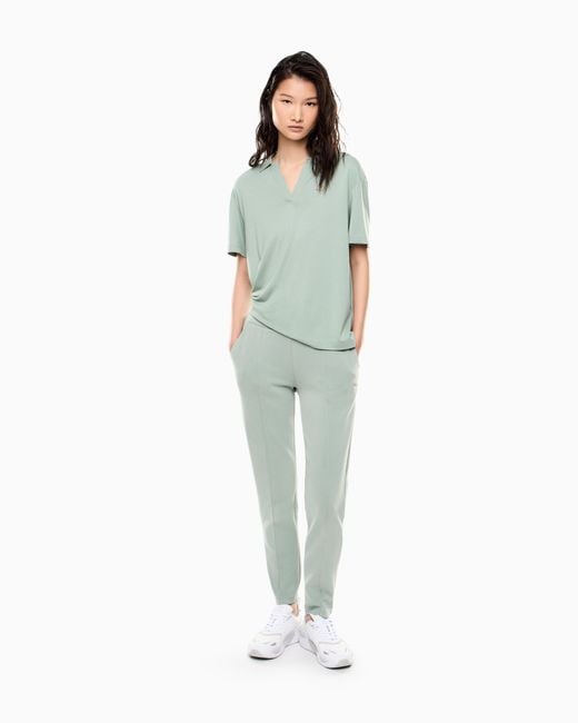 EA7 Blue Core Lady Modal-Blend Polo Shirt