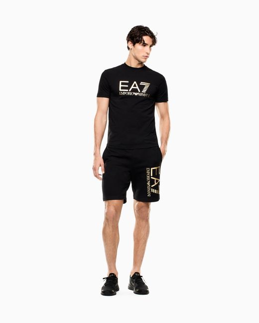 EA7 Black Core Identity Cotton Shorts for men