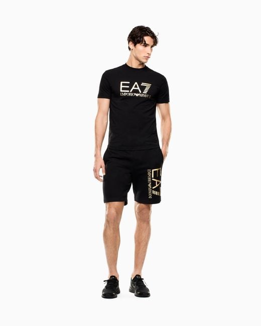 EA7 Black Core Identity Cotton Shorts for men