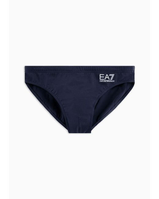 EA7 Blue Low-waisted Swim Briefs With Asv Logo for men