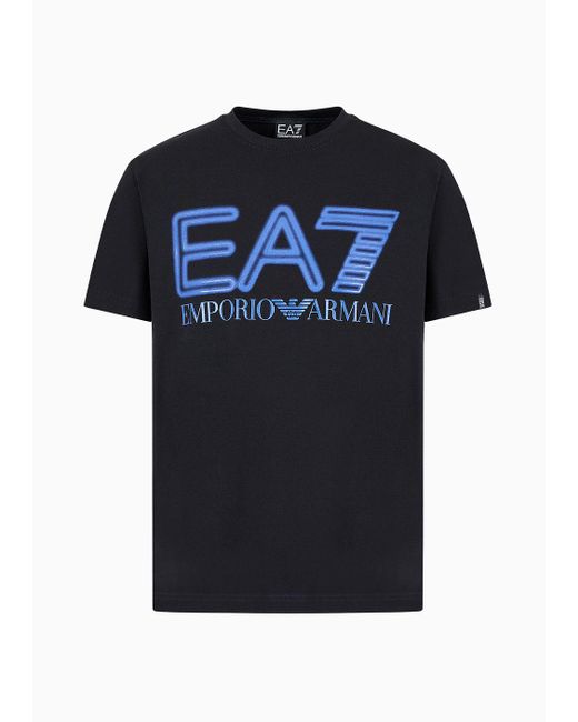 EA7 Logo Series T-shirt Mit Kurzen Ärmeln Aus Baumwollstretch in Black für Herren