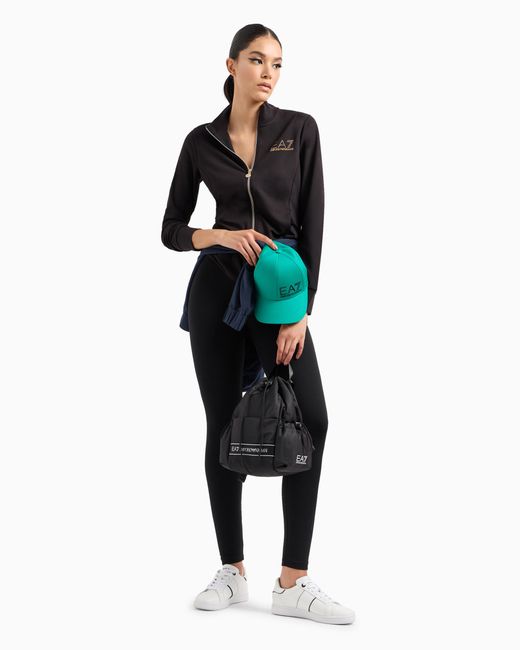 EA7 Black Evolution Jersey-Leggings Aus Baumwollstretch