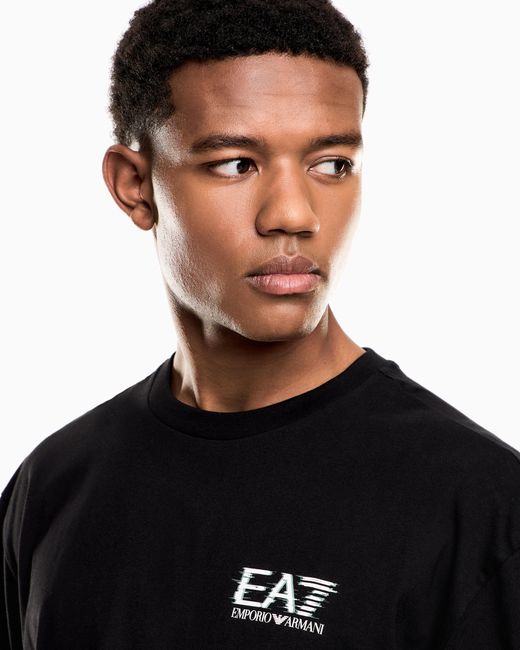 EA7 Black Visibility Cotton Jersey T-Shirt for men