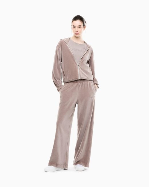 EA7 Gray Trouser Athletic Velour Regular Fit Cotton Jersey