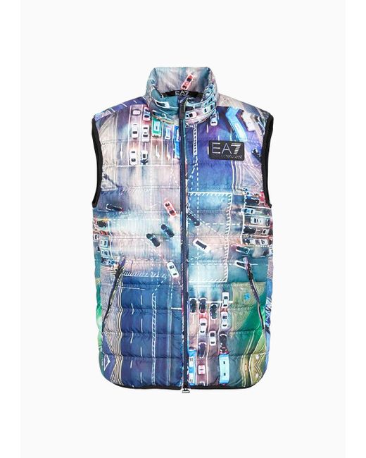 EA7 Blue Gilet With Recycled Ardor7 Padding Asv for men