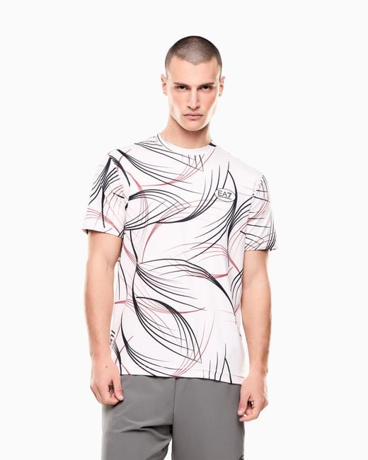 EA7 White Tennis Pro Print T-Shirt for men