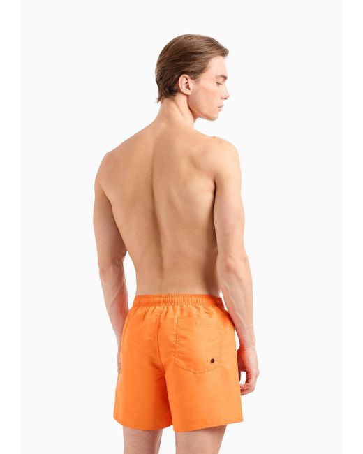 EA7 Orange Asv Swim Trunks With Oversized Logo for men